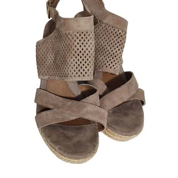 Euro Soft by Sofft Brown Wedge Espadrille Heels Sandals Women Size 8.5M Open Toe - Picture 3 of 7